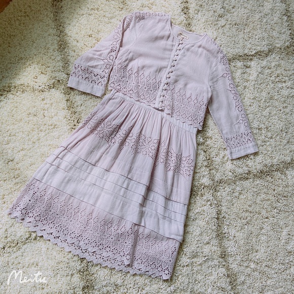Rebecca Taylor Adeline Embroidered Dress 4/Rosebud - Picture 5 of 10